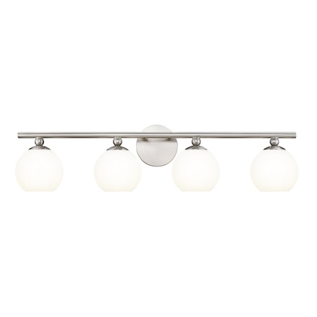 Z-Lite Neoma Vanity, 4-Light, 30 In.W x 6.75 In.L x 7.25 In.H, Brushed Nickel /Opal Etched 1100-4V-BN